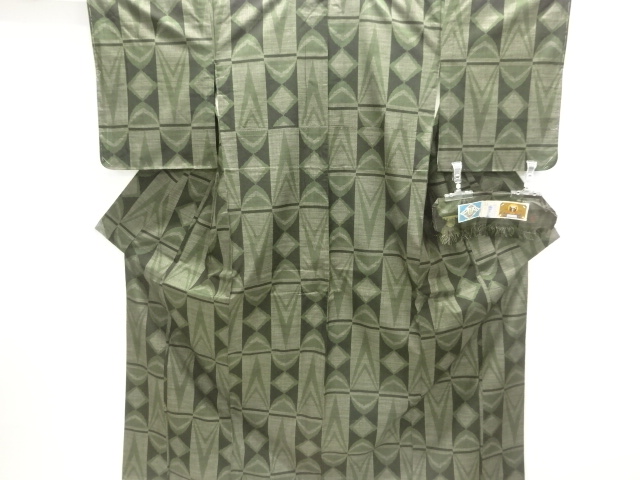 JAPANESE KIMONO / DORO OSHIMA TSUMUGI / WOVEN ABSTRACT / 5MARUKI